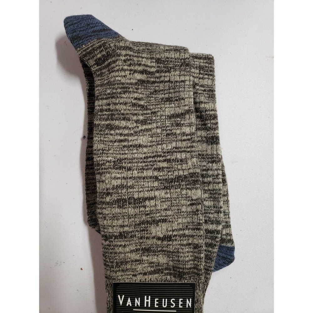 Van Heusen Socks Mens 6-12.5 Gray Knit Smooth Casual Wear Cotton Crew Socks